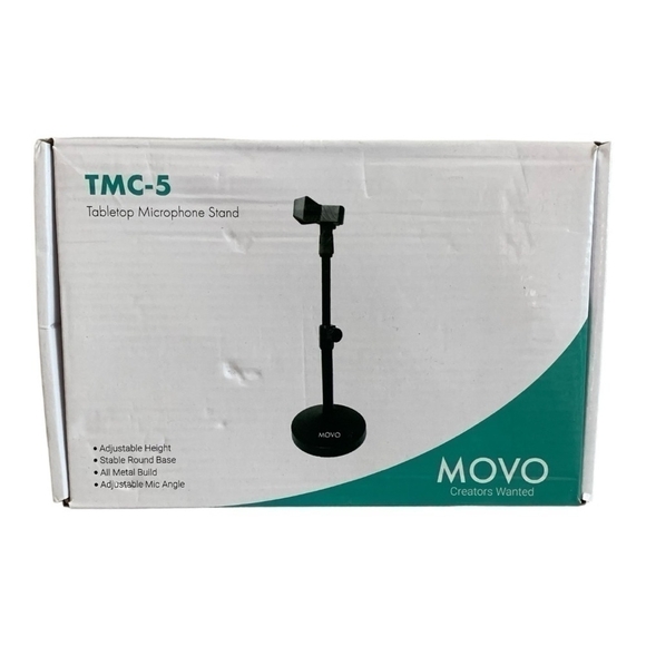 Movo TMC-5 Heavy Duty Desktop Microphone Stand Weighted Round Base w/ Mic Holder - Picture 2 of 6